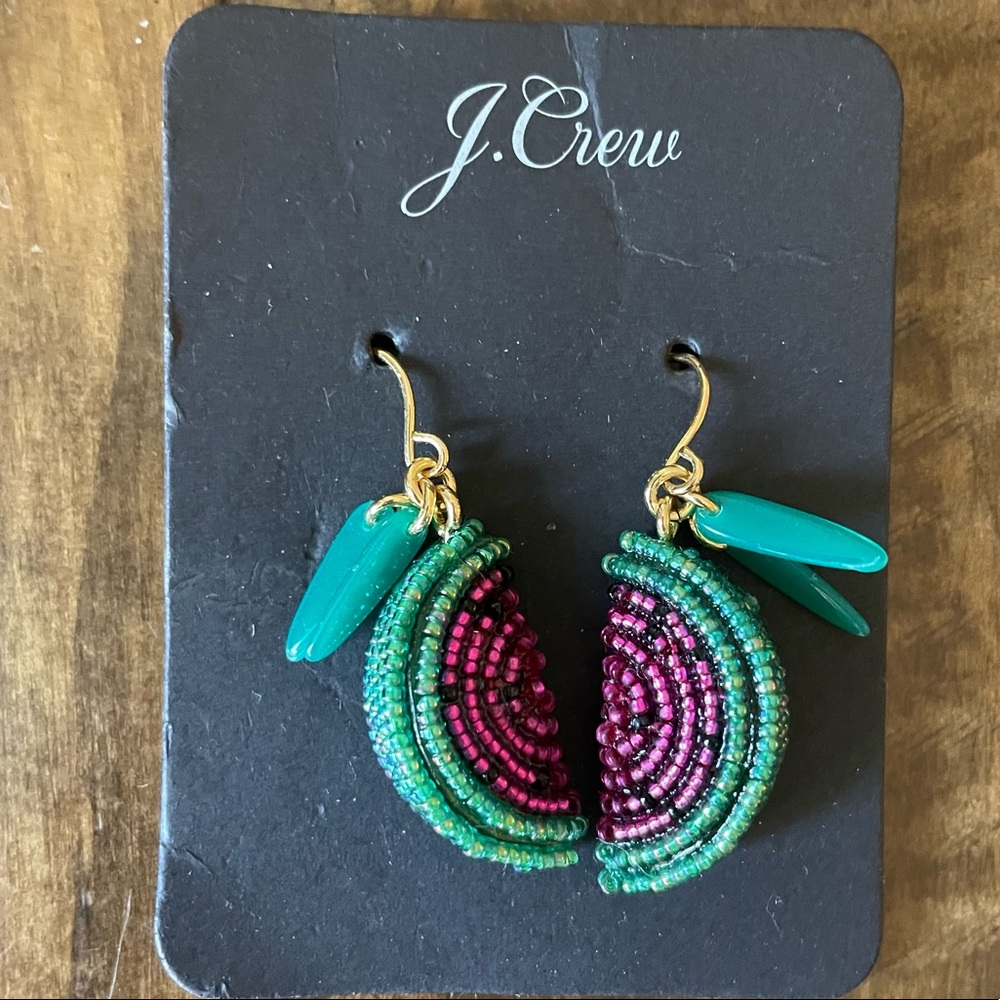 J Crew Beaded Watermelon Earrings